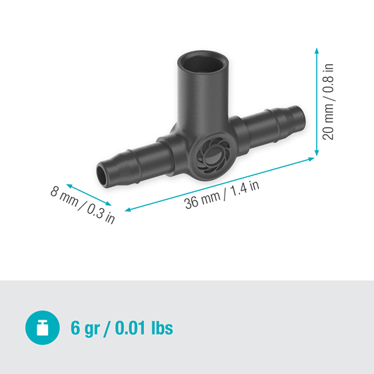 Gardena T-Joint for Spray Nozzles / Endline Drip Heads 4.6 mm (3/16") Garden Plus